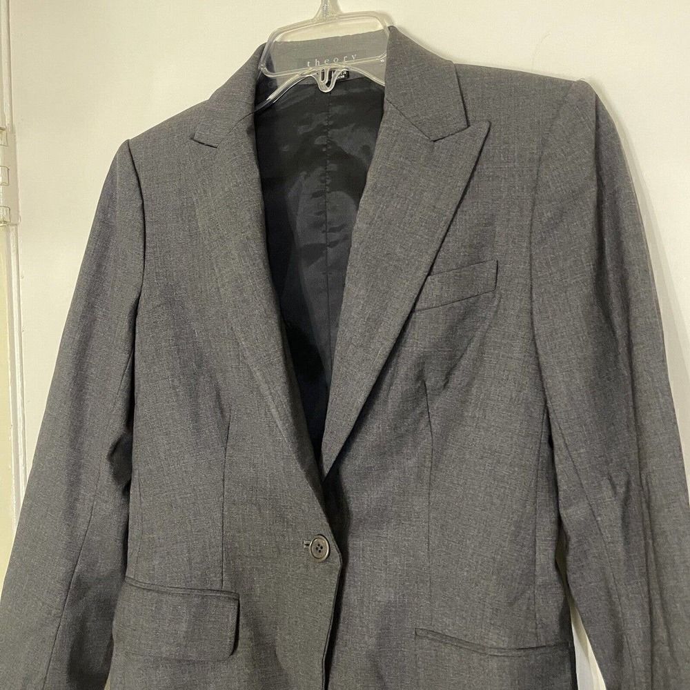 Theory Charcoal Gray Wool Single Button Blazer Ca… - image 3